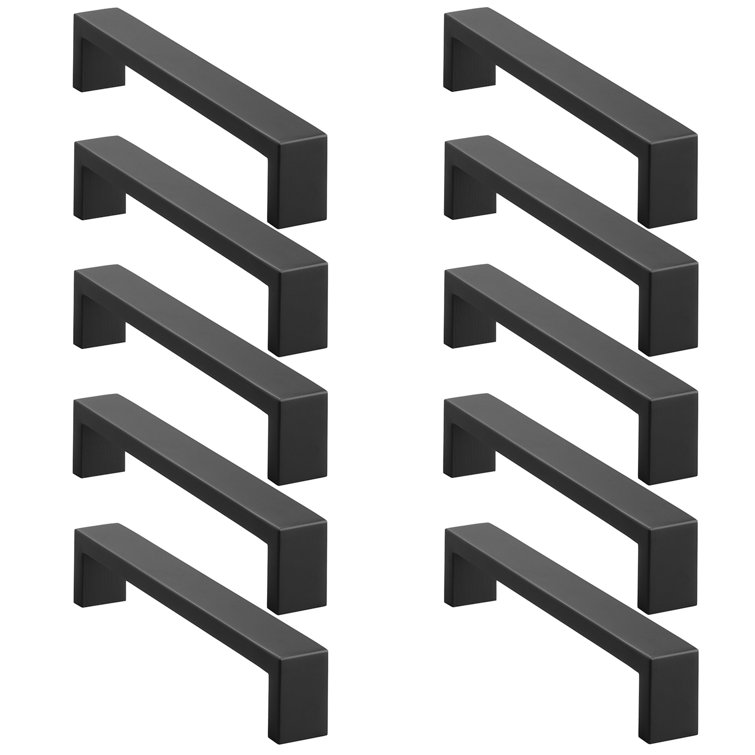 Matte Black Steel Cabinet Bar Pulls with Mounting Hardware - 10 Pack