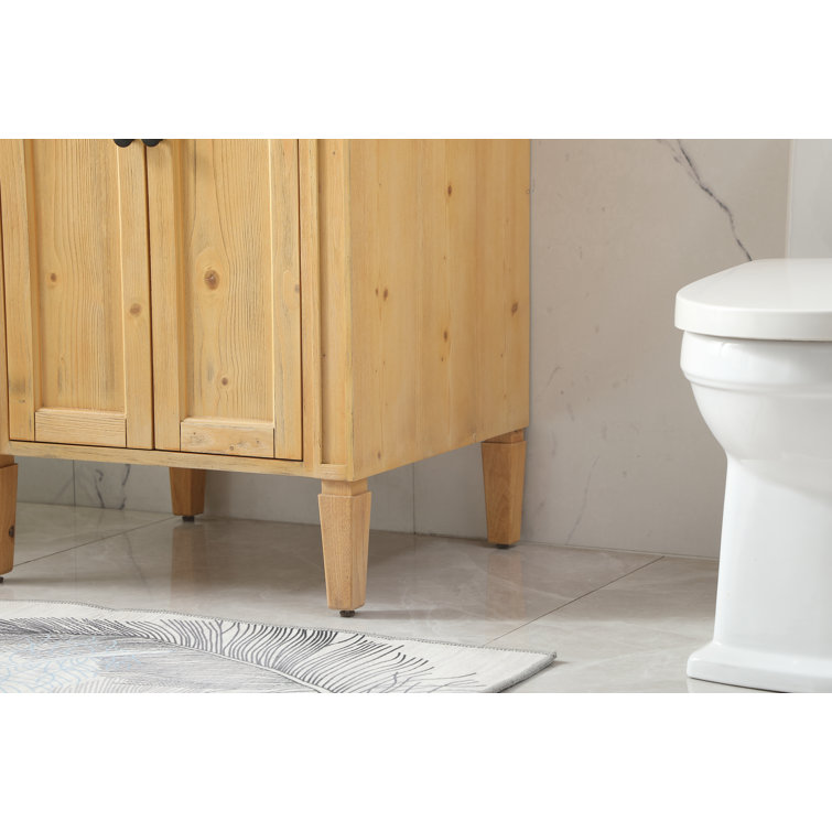 Park Avenue Carrara White Marble Top Natural Wood Single Vanity