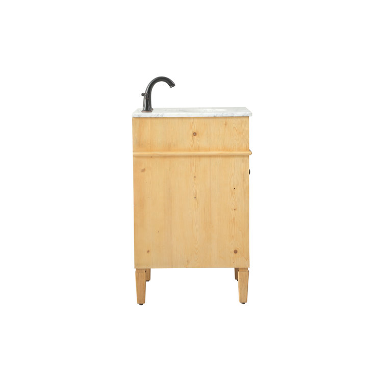 Park Avenue Carrara White Marble Top Natural Wood Single Vanity