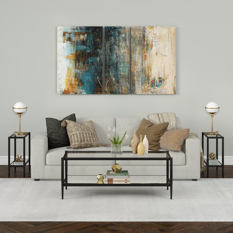 Blackened Bronze 24" Rectangular Side Table with Glass Shelf