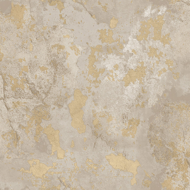 Greige and Gold Distressed Marble Texture Wallpaper Roll
