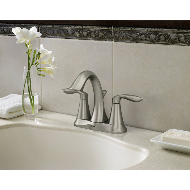 Eva Brushed Nickel 4-Inch Centerset Bathroom Faucet with Drain Assembly
