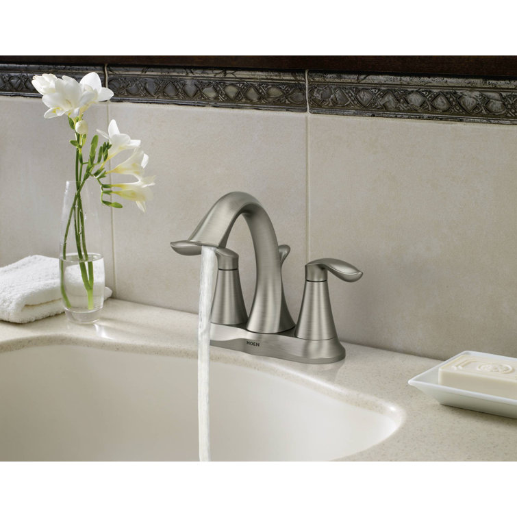 Eva Brushed Nickel 4-Inch Centerset Bathroom Faucet with Drain Assembly