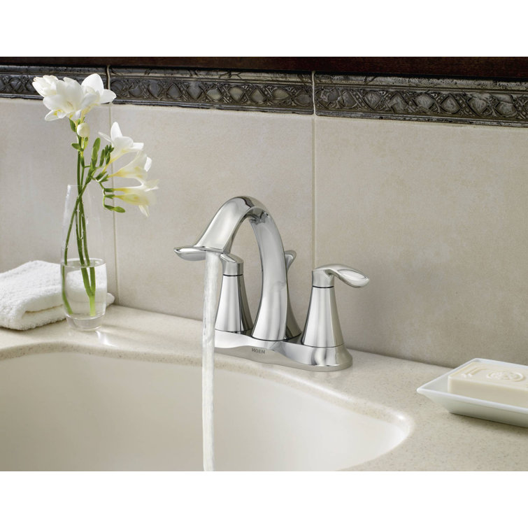 Eva Chrome Two-Handle Centerset Bathroom Faucet with Drain Assembly