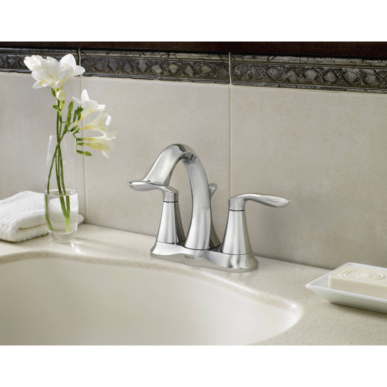 Eva Chrome Two-Handle Centerset Bathroom Faucet with Drain Assembly
