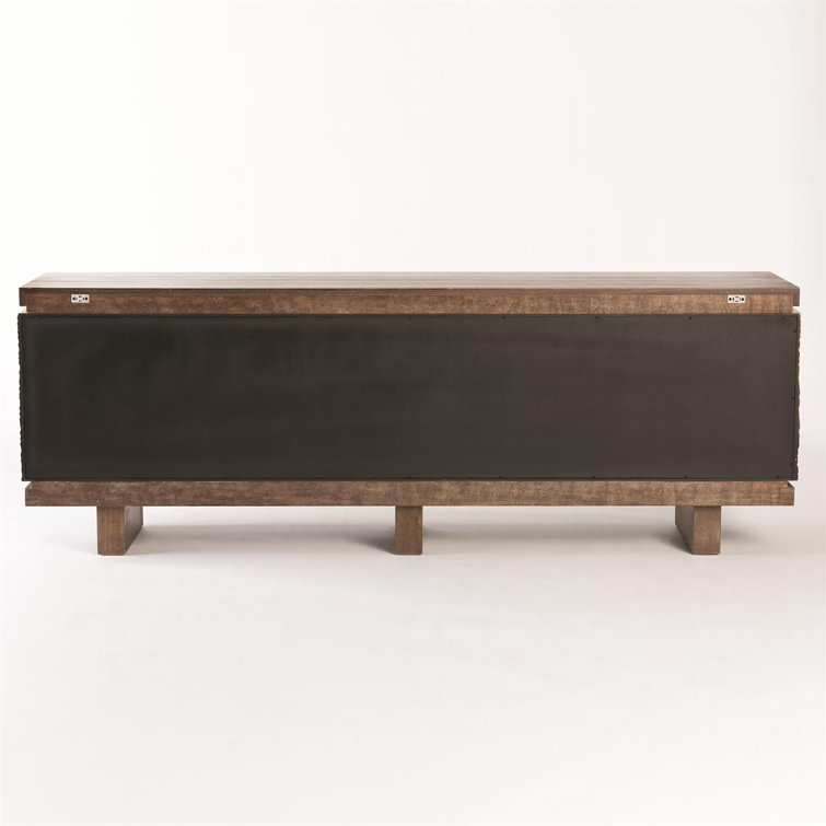 Brown Eucalyptus and Resin Media Cabinet with Adjustable Shelves