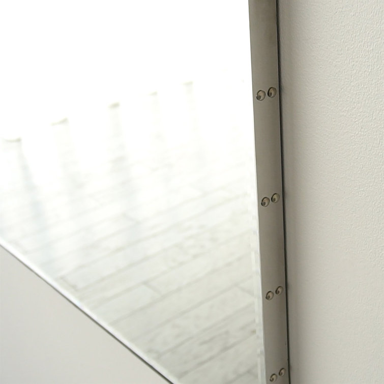 Elegant Rectangular Wood & Silver Wall Mirror with Nickel Frame