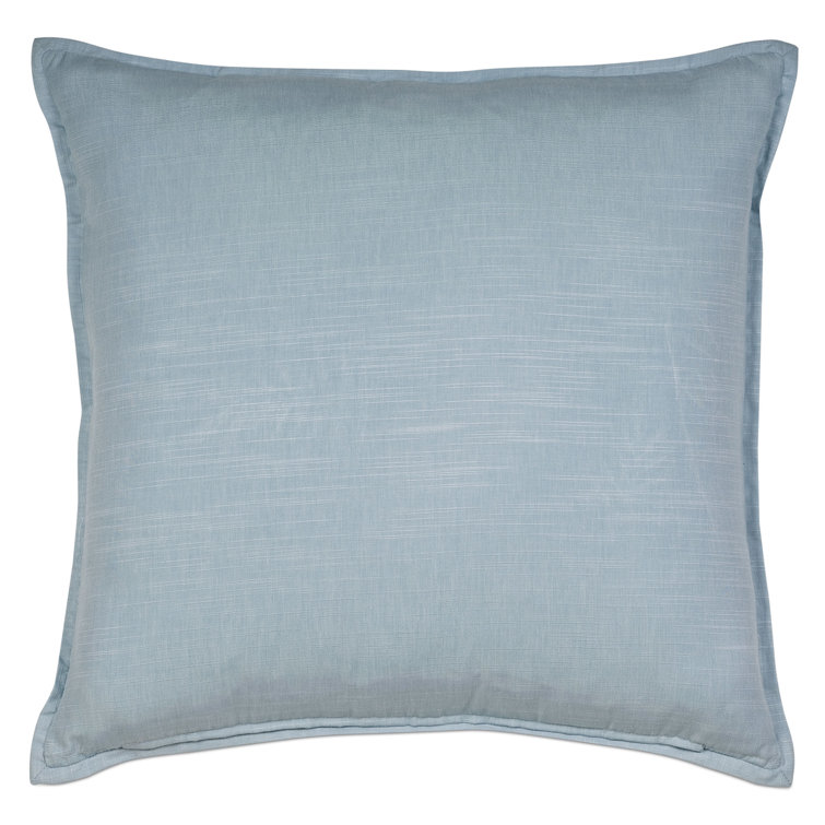 Light Blue Cotton Blend Square Throw Pillow
