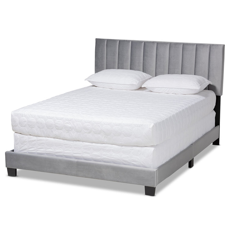 Clare Full Size Gray Velvet Upholstered Sleigh Bed with Tufted Headboard