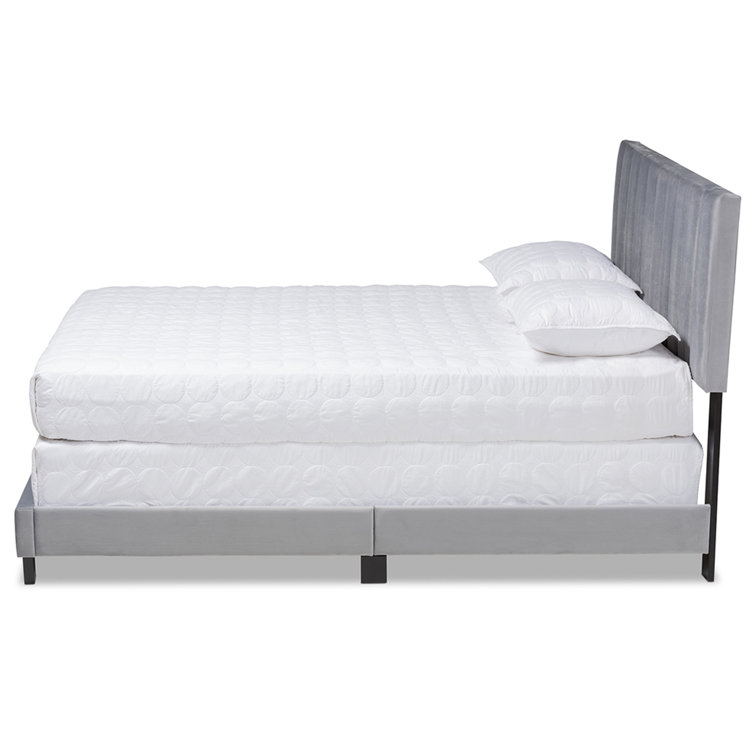 Clare Full Size Gray Velvet Upholstered Sleigh Bed with Tufted Headboard