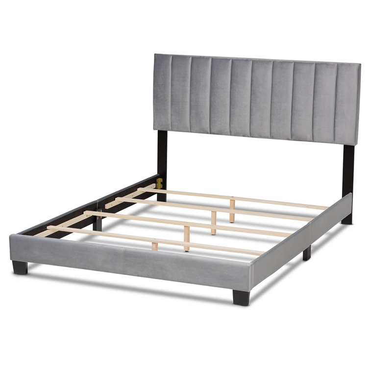 Clare Full Size Gray Velvet Upholstered Sleigh Bed with Tufted Headboard