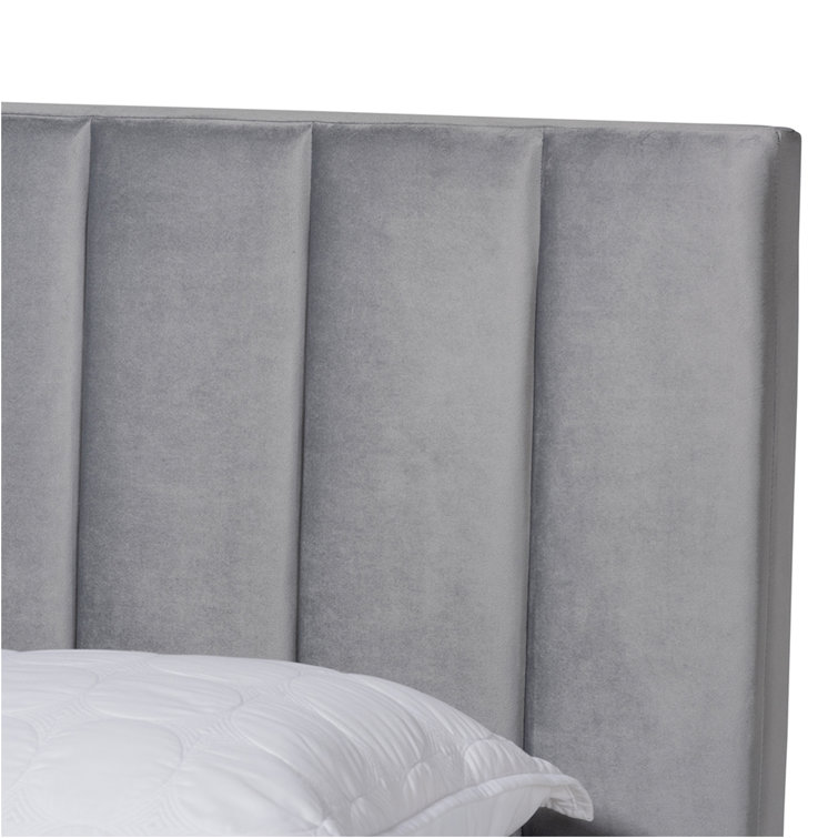 Clare Full Size Gray Velvet Upholstered Sleigh Bed with Tufted Headboard