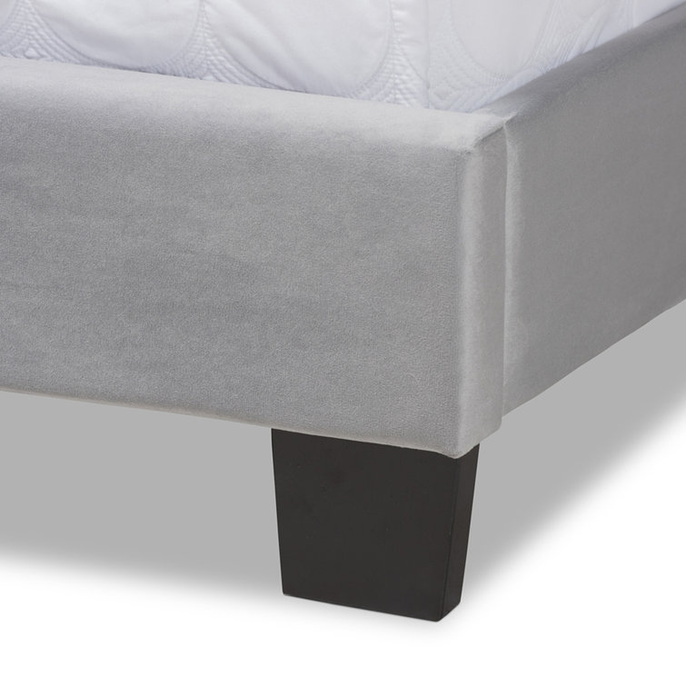Clare Full Size Gray Velvet Upholstered Sleigh Bed with Tufted Headboard