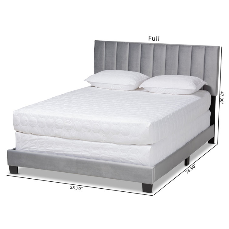 Clare Full Size Gray Velvet Upholstered Sleigh Bed with Tufted Headboard