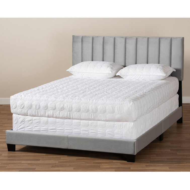 Clare Full Size Gray Velvet Upholstered Sleigh Bed with Tufted Headboard