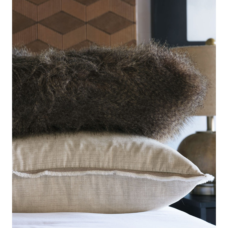 Naya Mogli Faux Fur Animal Print Rectangular Lumbar Pillow