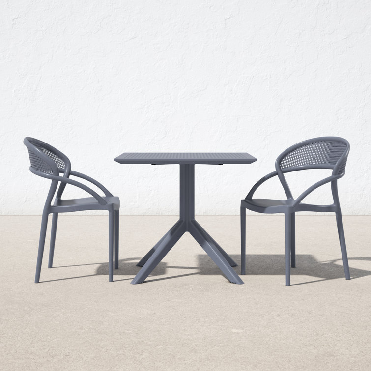 Skyline 31.5" Square Modern Gray Outdoor Bistro Table
