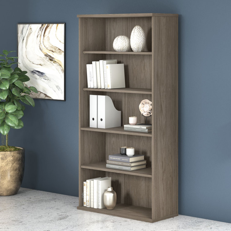 Modern Hickory 73" Adjustable 5-Shelf Wood Bookcase