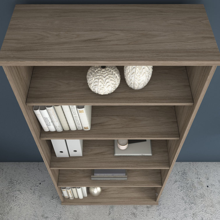 Modern Hickory 73" Adjustable 5-Shelf Wood Bookcase