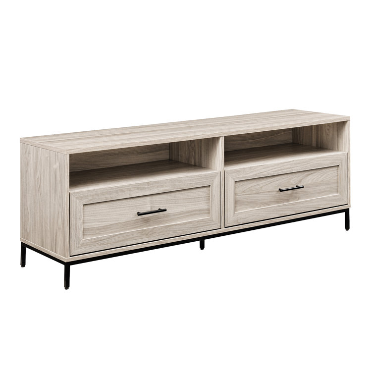 Birch 58" Modern 2-Drawer TV Stand with Black Hardware