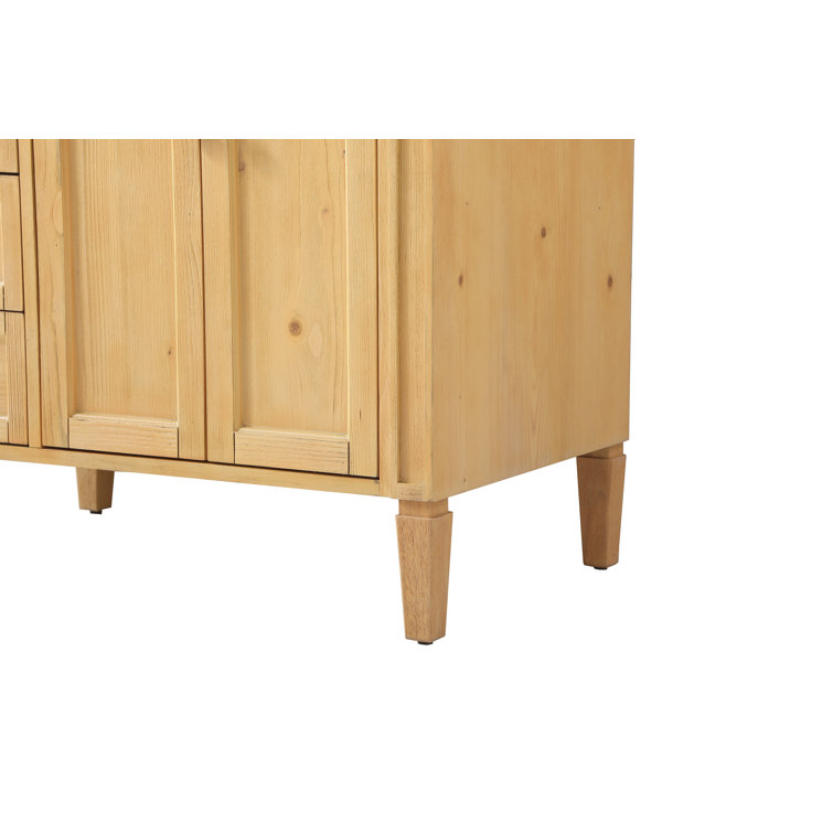 Natural Wood 36'' Single Bathroom Vanity with Marble Countertop