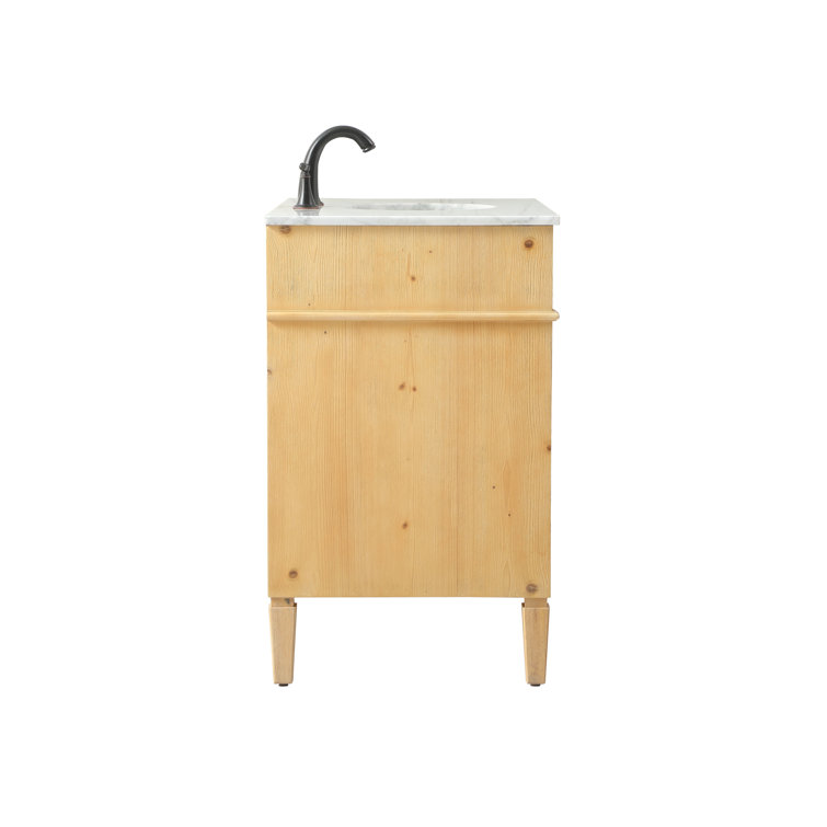 Natural Wood 36'' Single Bathroom Vanity with Marble Countertop