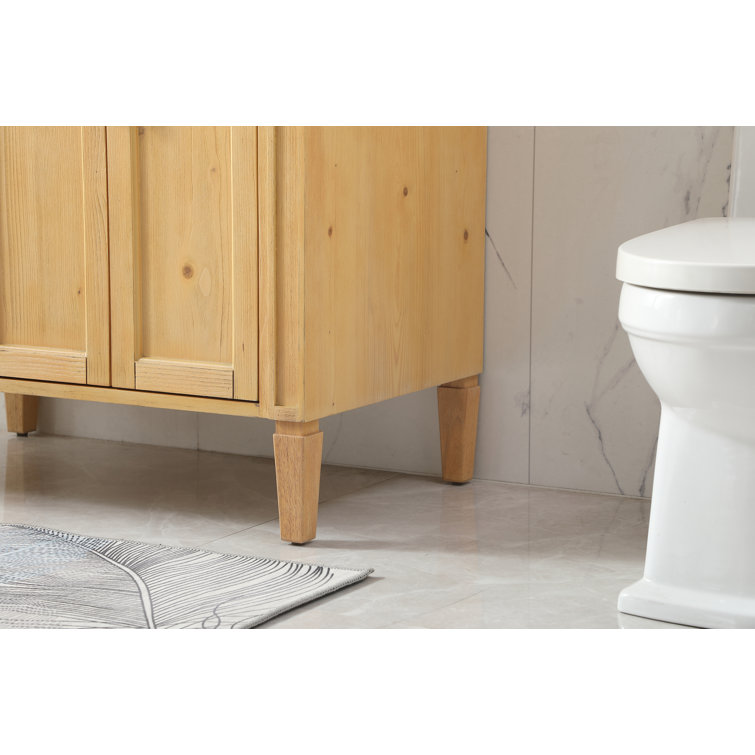 Natural Wood 36'' Single Bathroom Vanity with Marble Countertop
