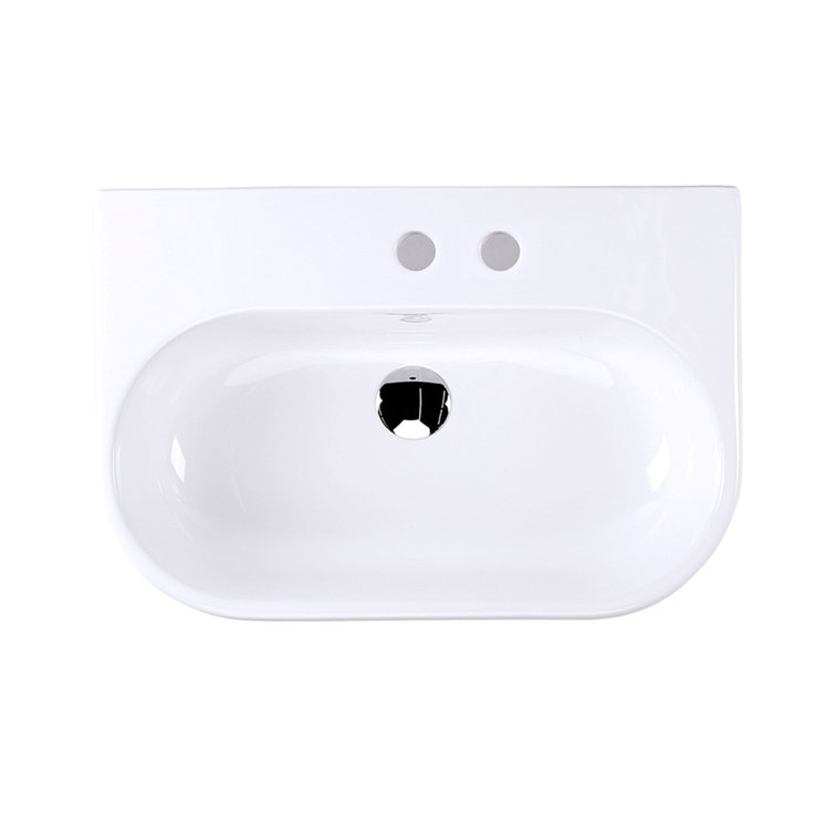 Tre 16'' White Porcelain U-Shaped Wall-Mount Sink