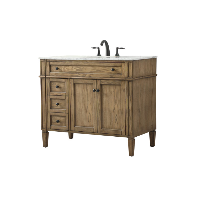 Park Avenue Driftwood Single Vanity with Carrara White Marble Top