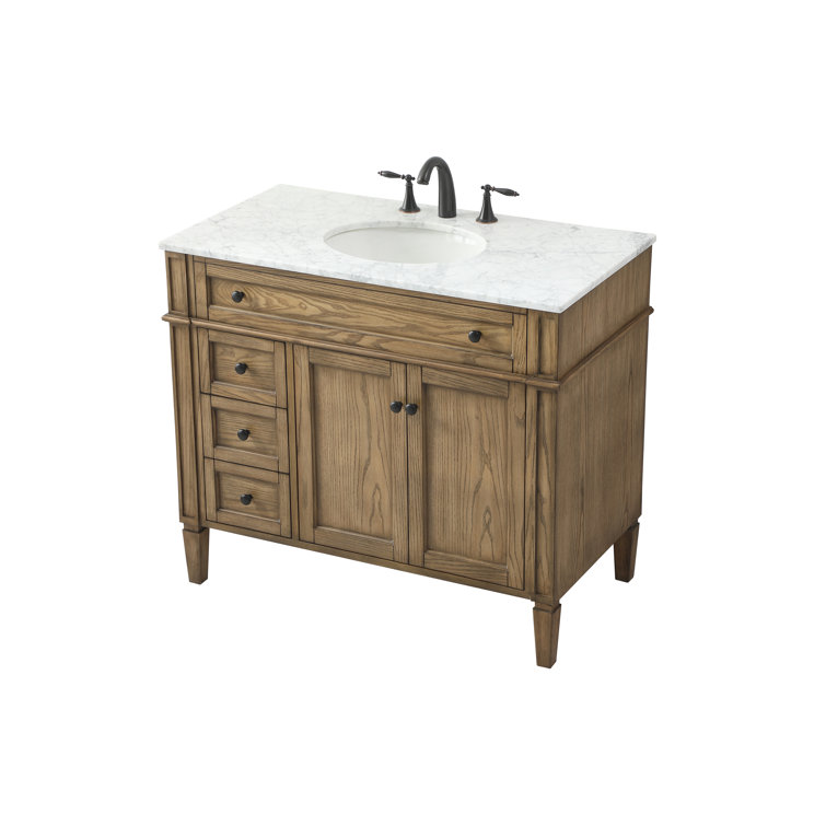 Park Avenue Driftwood Single Vanity with Carrara White Marble Top