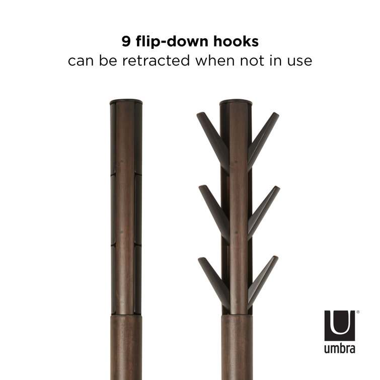 Flapper Sleek Black/Walnut 9-Hook Freestanding Coat Rack