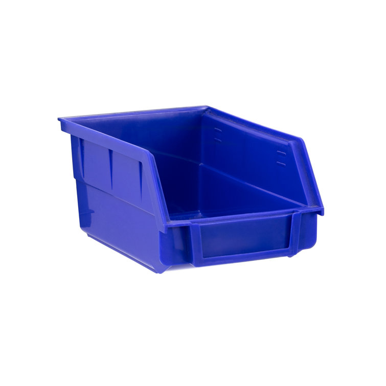 Blue Polypropylene Stackable Parts Bins, 4-Pack