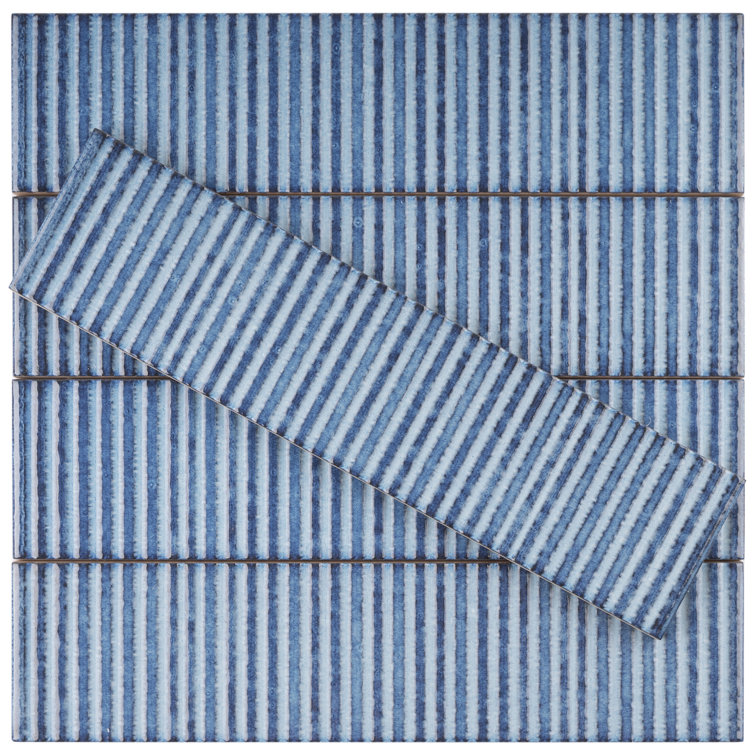 Blue Glossy Ceramic Subway Wall Tile 3" x 12"