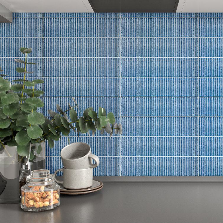 Blue Glossy Ceramic Subway Wall Tile 3" x 12"
