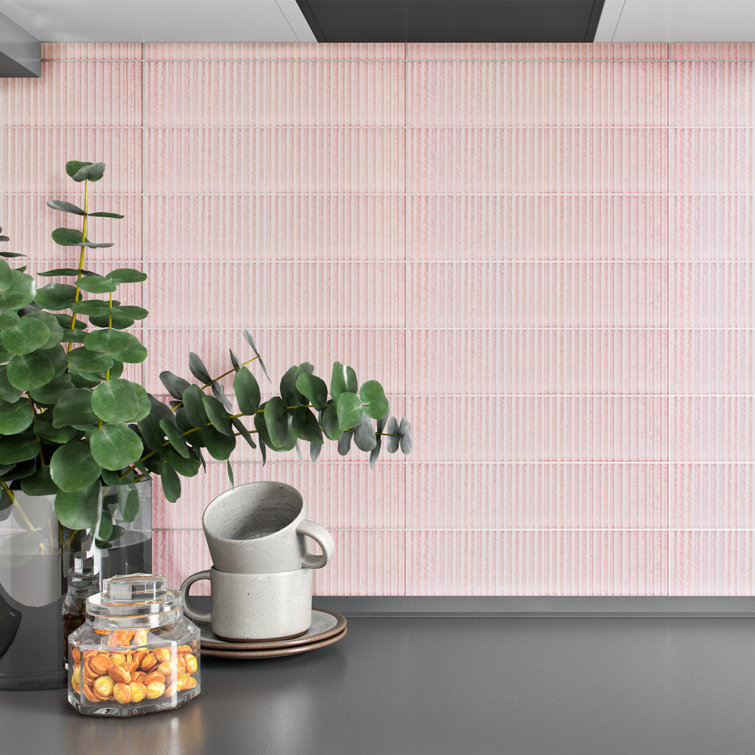 Soldeu Pink Ceramic Subway Wall Tile 3" x 12"