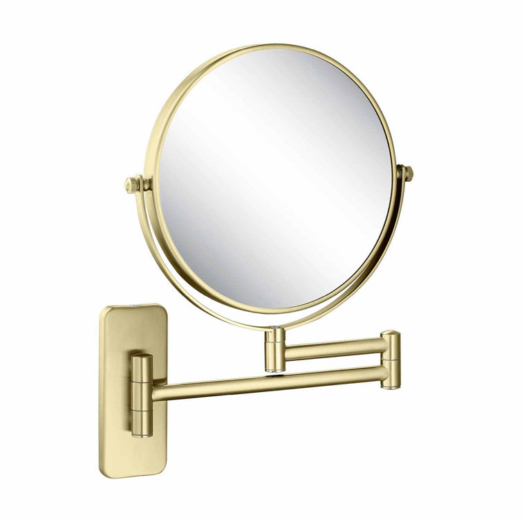 Brushed Gold Round Wall Mounted Magnifying Mirror