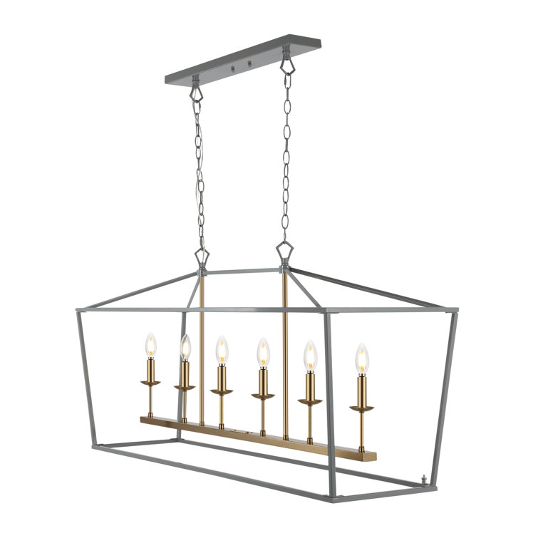 Pagoda 49" Gray Brass Iron Candle-Style Chandelier