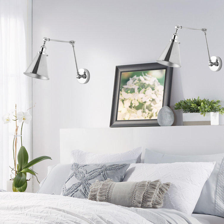 Rover Adjustable Chrome LED Swing Arm Wall Sconce Set of 2
