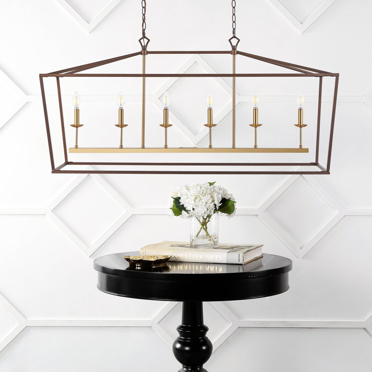 Transitional Geometric Bronze 6-Candle Pendant Light