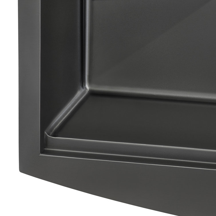 Gunmetal Matte Black 30" Stainless Steel Farmhouse Sink with Accessories