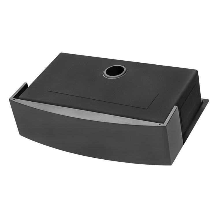 Gunmetal Matte Black 30" Stainless Steel Farmhouse Sink with Accessories