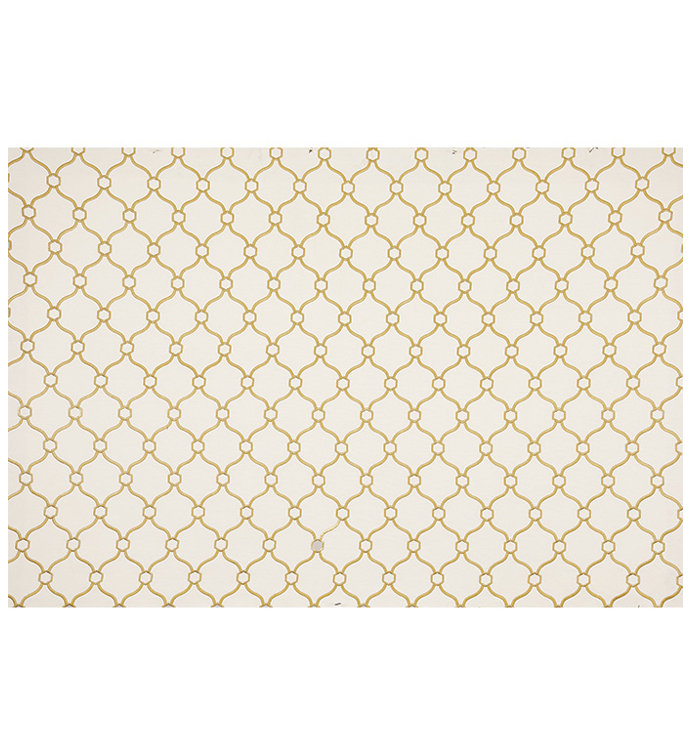 Emory Honey Linen Blend Upholstery Fabric with Embroidered Trellis Pattern