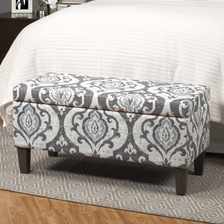 Drake Slate Blue Large Rectangle Storage Bench with Wood Legs