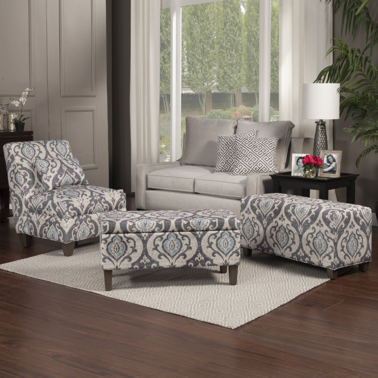 Drake Slate Blue Large Rectangle Storage Bench with Wood Legs