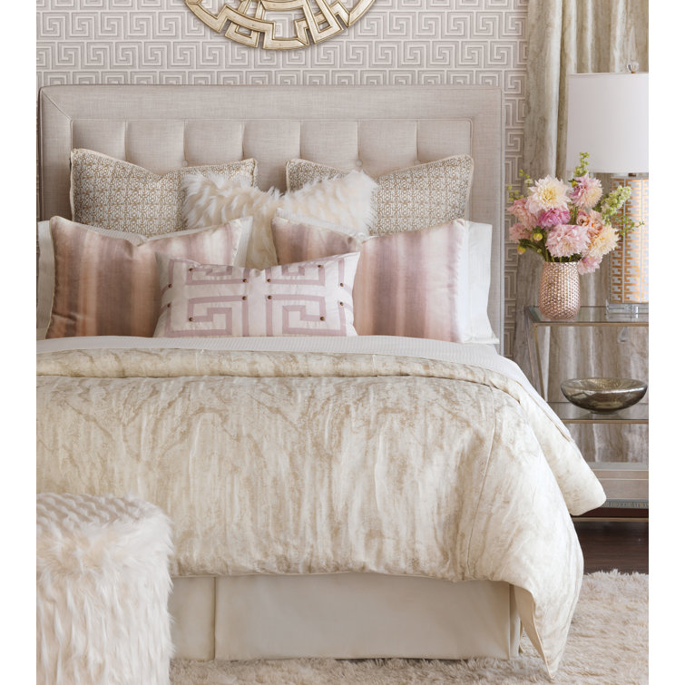 Ivory and Blush Embroidered Rectangular Lumbar Pillow