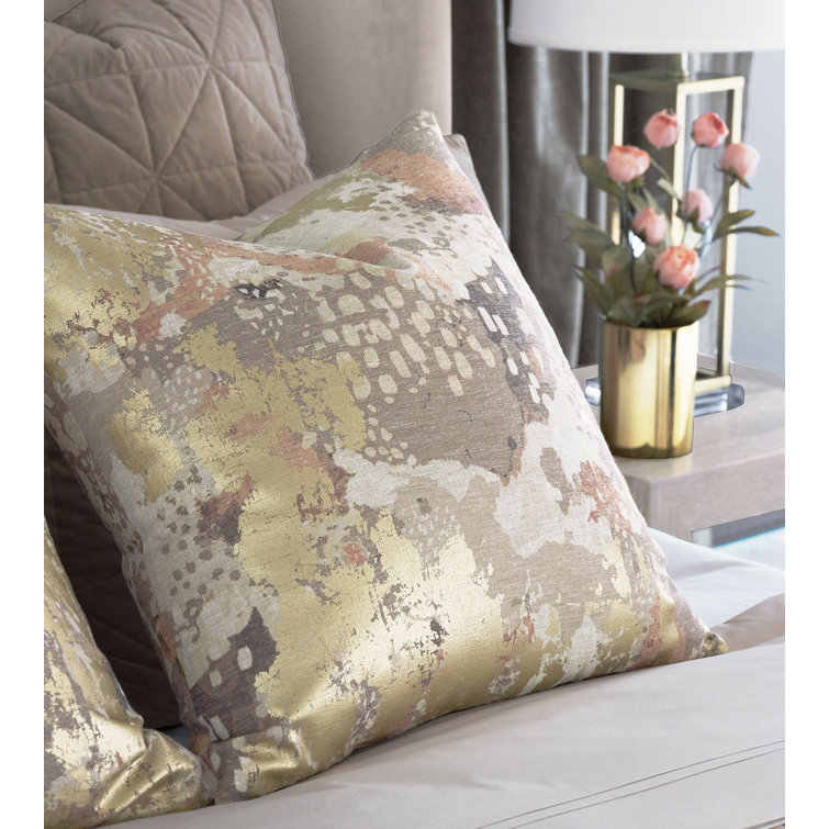 Handcrafted Square Polyester Pillow Cover & Insert with Duck Feather