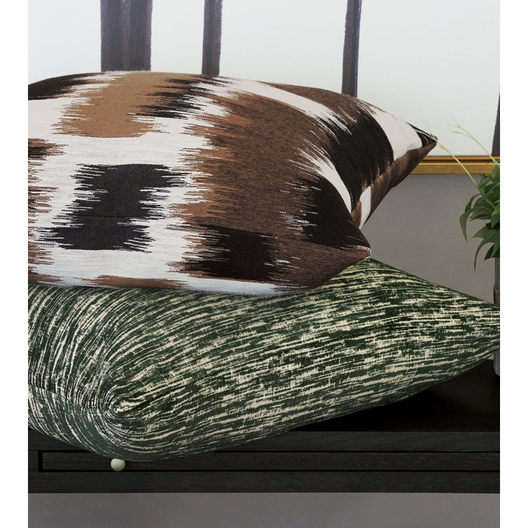 Taupe and Gray Cotton Blend Square Throw Pillow