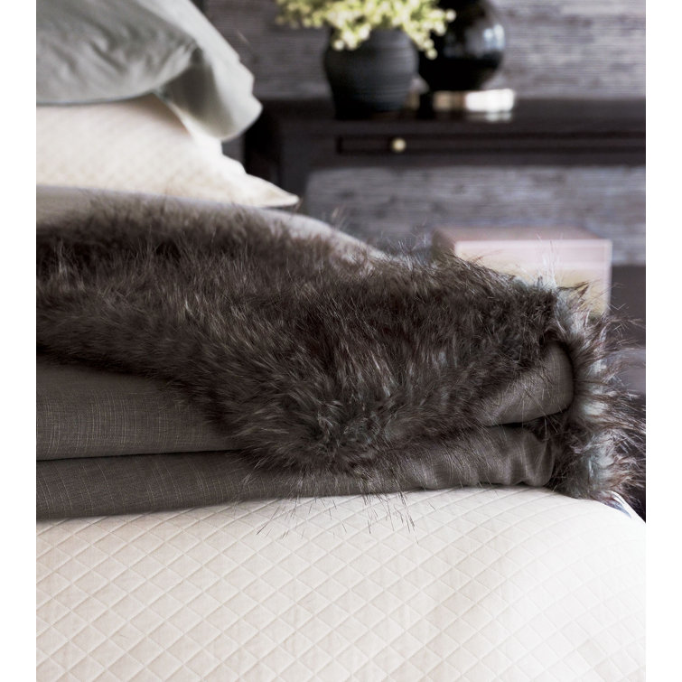 Hand Woven Dark Brown Faux Fur Throw Blanket