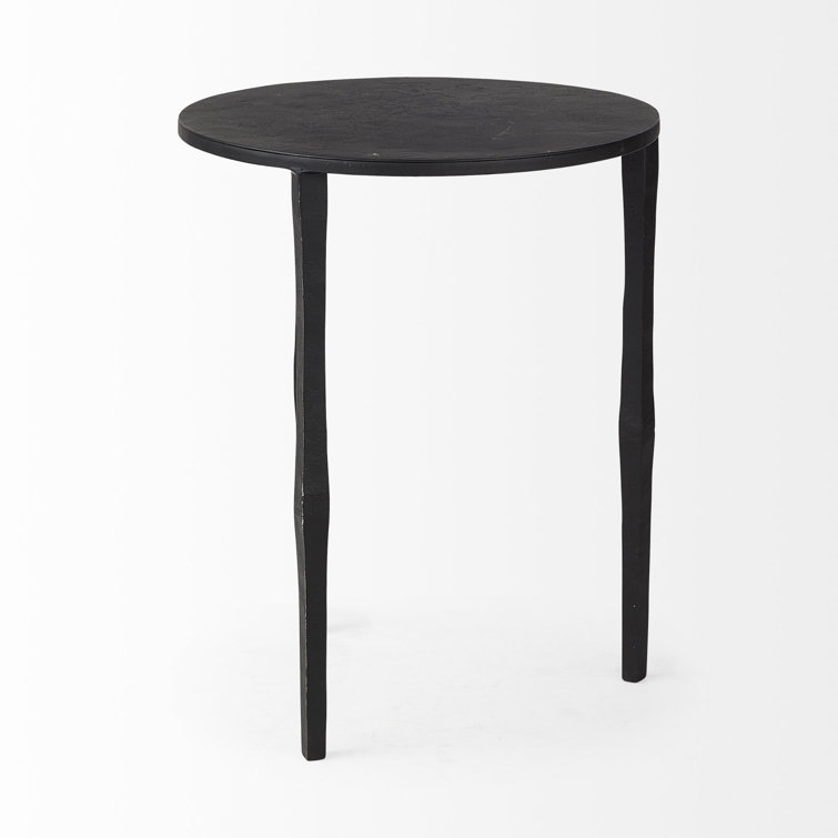 Ebony Black Round Iron Three-Leg Accent Table