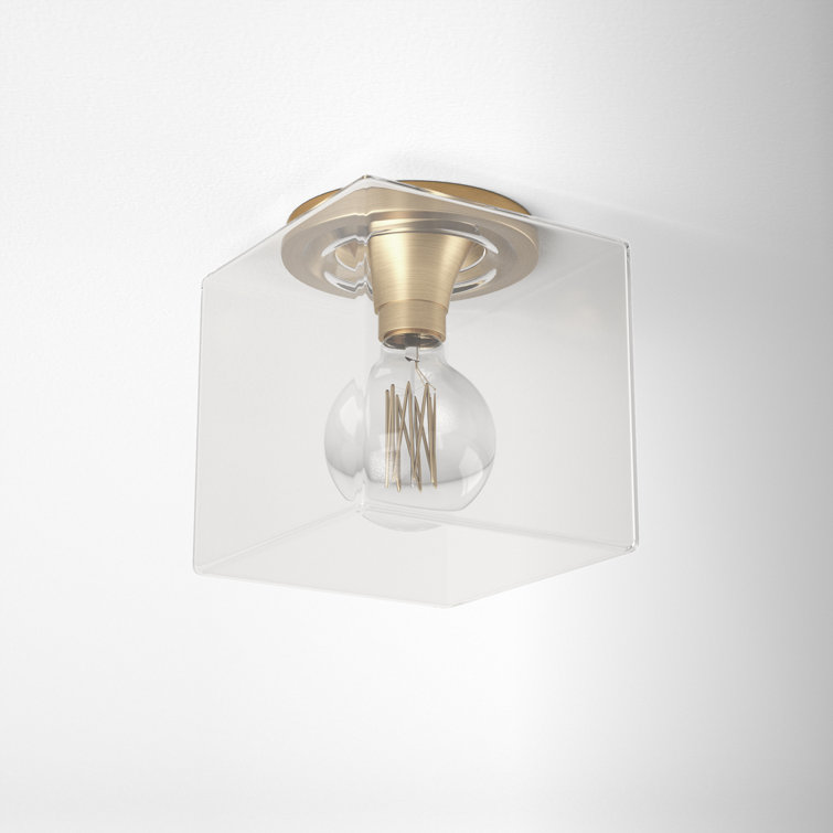 Grace Aged Brass 1-Light LED Flush Mount with Clear Glass Shade